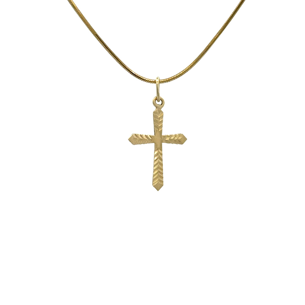 Žluté zlato přívěsek KŘÍŽ se vozem